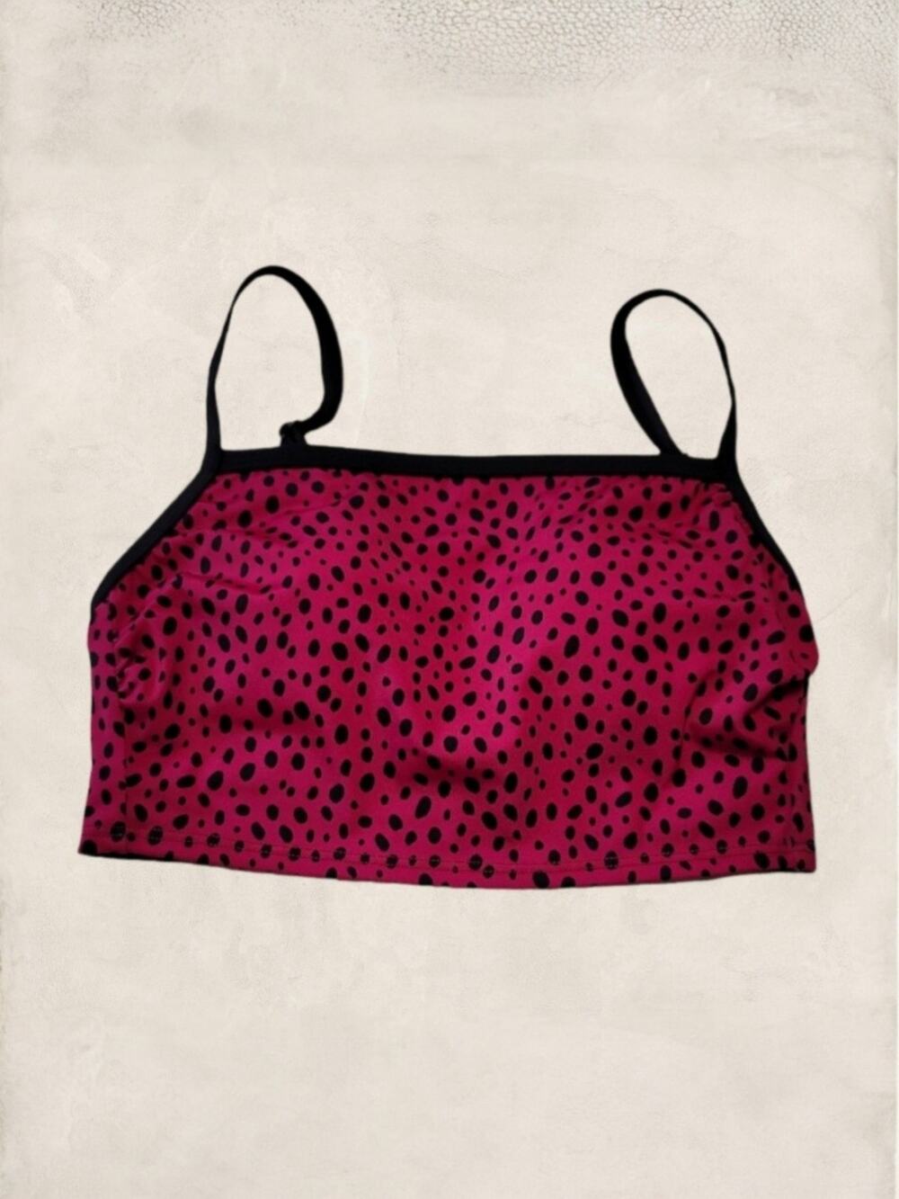 All In Motion Cranberry Black Polka Dots Swim Top Size X-Small